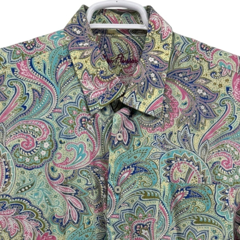 Alan Flusser Mens XXL Paisley Button Down Shirt Multi Color Long Sleeve Cotton